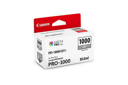 Cartucho de tinta Canon PFI-1000, cor cinza, 80 ml, compatível com impressora Canon Pro-1000.