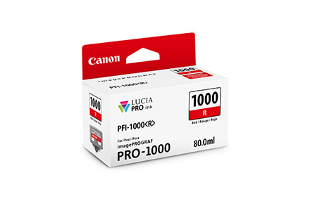 Cartucho de tinta Canon PFI-1000, cor vermelha, 80 ml, compatível com impressora Canon Pro-1000.