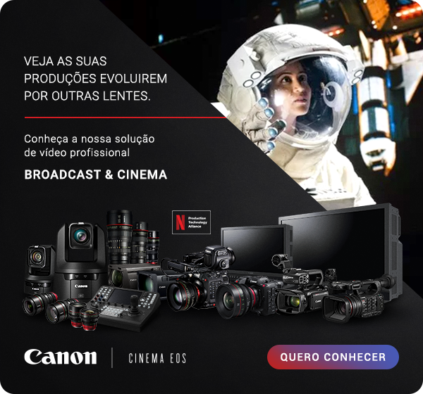 Banner chamada para uma página dedicada a linha de cinema da Canon